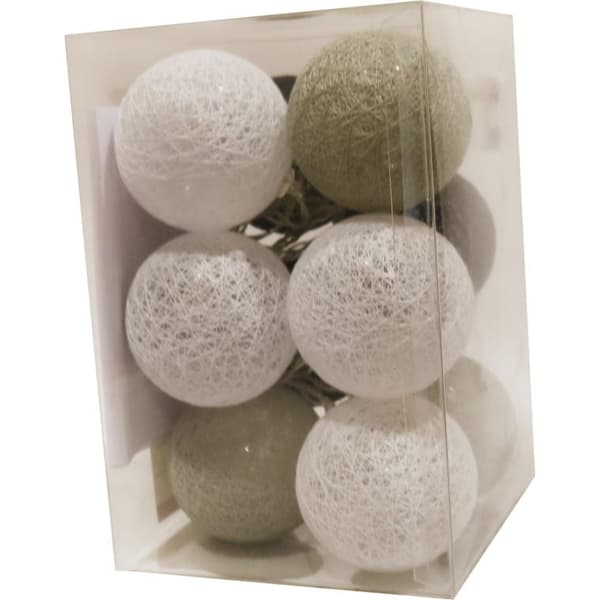 Bomuldslyskugler med LED, diameter 6 cm, batteridrevet, varm hvid farve