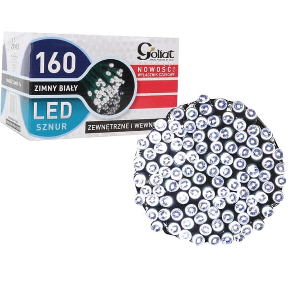 160 LED-julgransbelysning utomhus och inomhus med kallvit timer