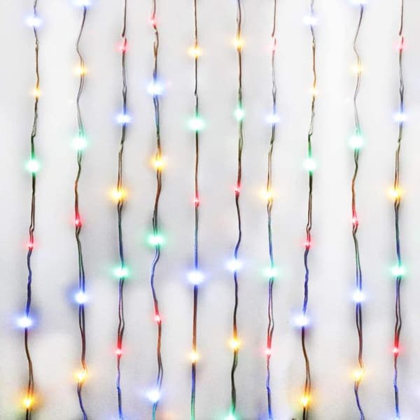 Laajennettavan kokoinen LED-valoverho 100 värikkäällä lumihiutaleen muotoisella valolla