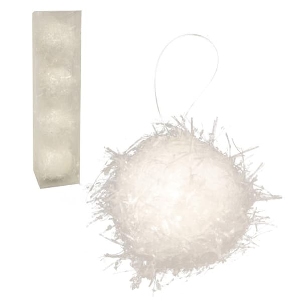 4 valkoisen pörröisen lumipallon setti