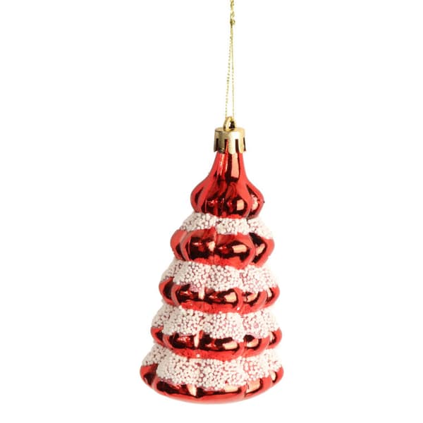 Set med röda julgransformade grannlåt med glitter - 3 delar
