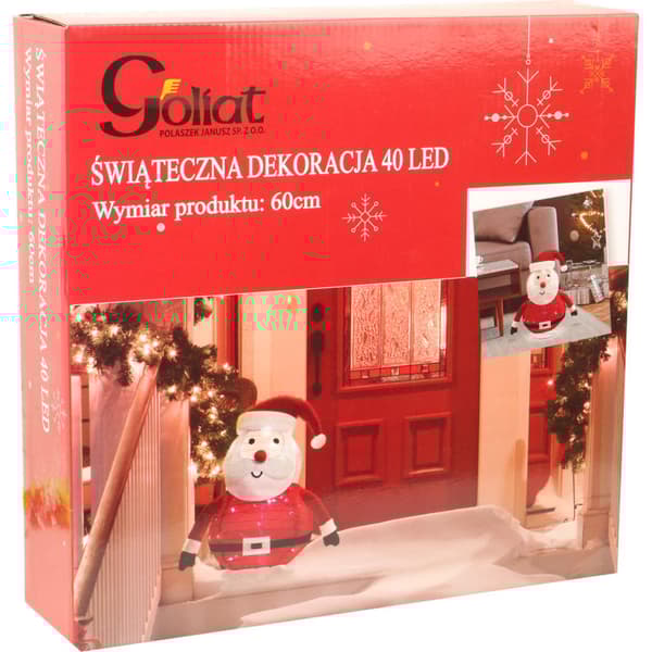 Upplyst stående jultomte med LED - Juldekoration 60cm, röd och vit, batteridriven