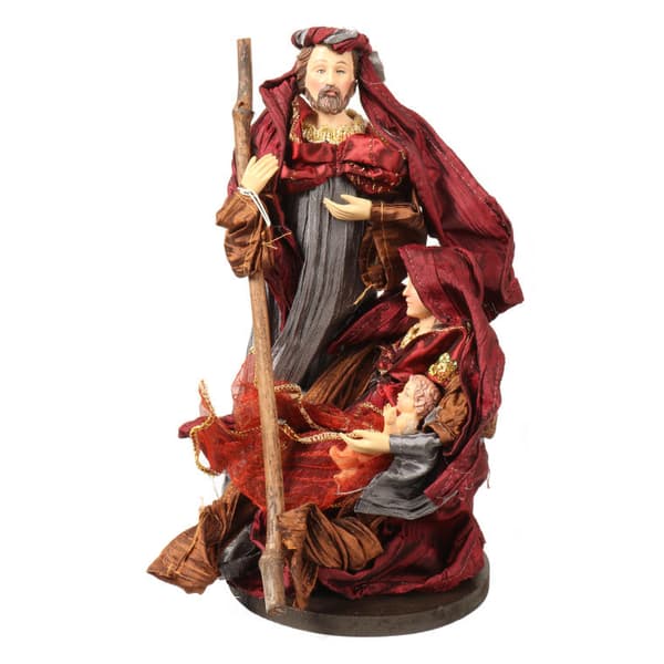 Julkrubba Love of the Holy Family gjord av linnetyg, 30 cm