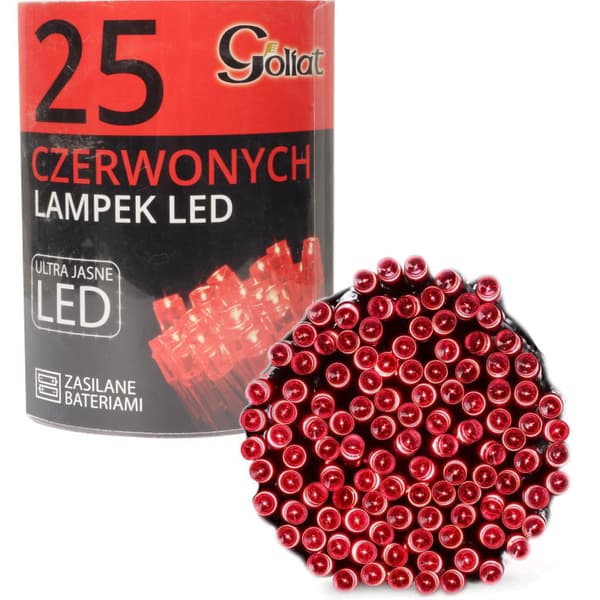 Juletræslys, 25 LED, batteridrevet, rød