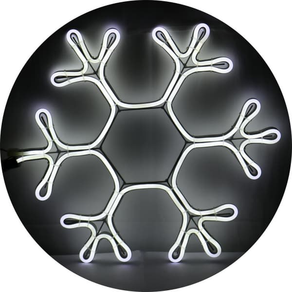 NEON lysdekoration - hvid snefnug, 38 cm høj, til udendørs brug, IP44 netstrøm, 120 l/meter, kabellængde 1,5 m