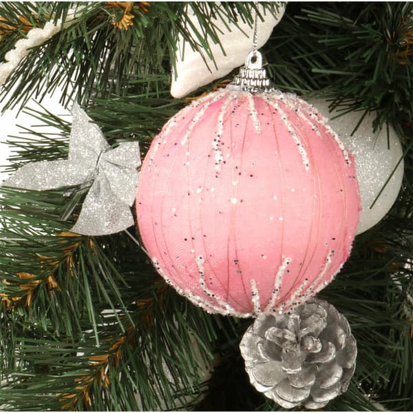 Pink Styrofoam-kugle med glitter og pailletter