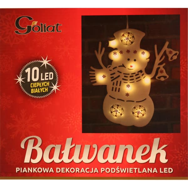 Valokoristelu - Vaahto lumiukko 10 LEDillä, valkoinen väri, akkukäyttöinen