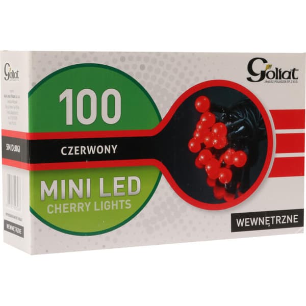 Punaiset pallomaiset LED-joulukuusenvalot, 100 kpl, pituus 5m, sisäkäyttöön IP20