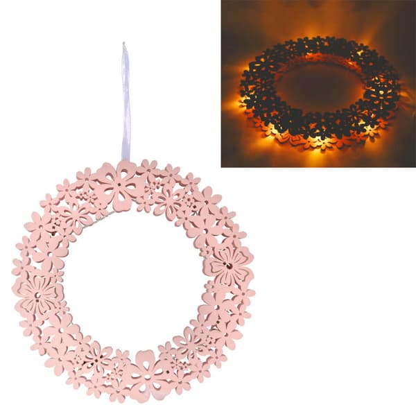 VÅR PÅSKKRANS MED LED-BELYSNING, TRÄ