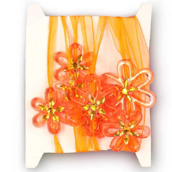 ORANGE PRYDNINGSTEJP MED PLASTBLOMMOR 165 CM