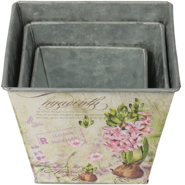 Galvaniserat metallöverdrag med hyacintmotiv i provensalsk stil, rosa och beige, liten