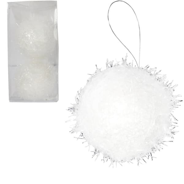 Set med 2 vita frigolitkulor 10cm - Snöbollar för juldekoration