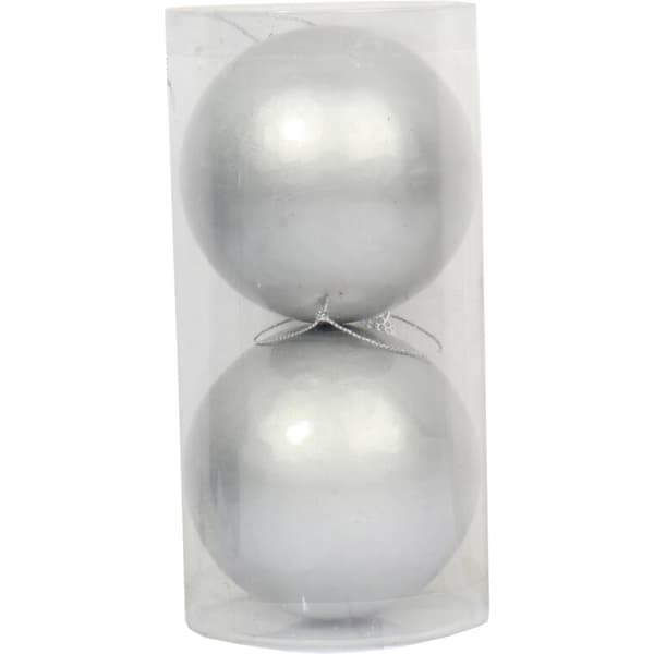 Set med 2 matta plastkulor 8 cm - Silverfärg