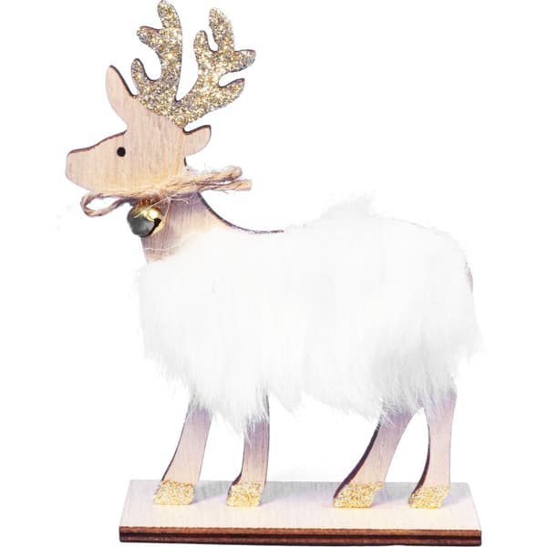 Dekorativa trärenar med päls och julklocka