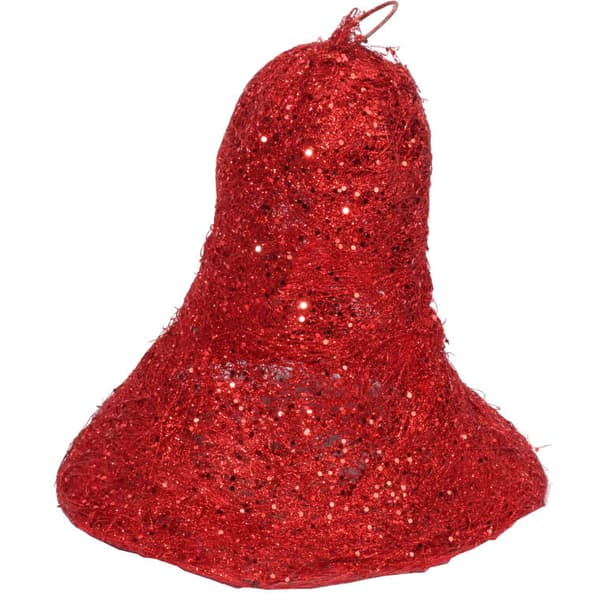 Rød sisalklokke med glimmer, 27 cm