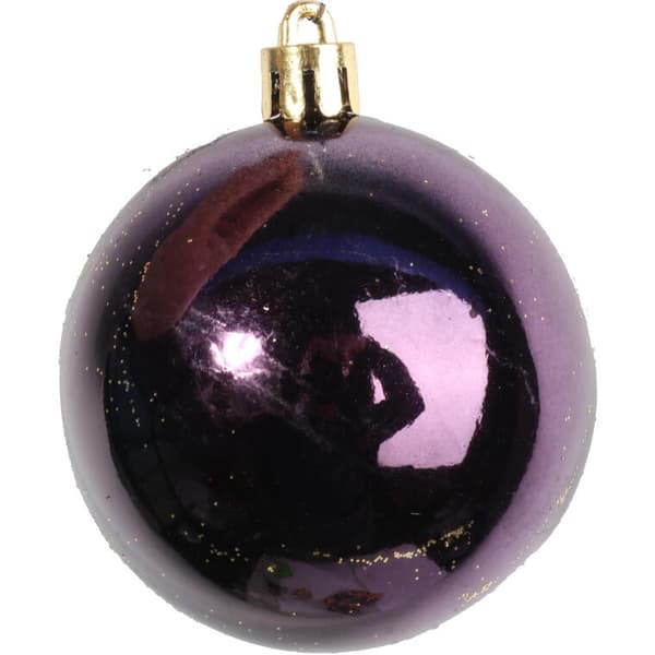 Purppuran ja kullan muoviset joulukorut, joissa on 9 kpl Glitter Decor, 6 cm
