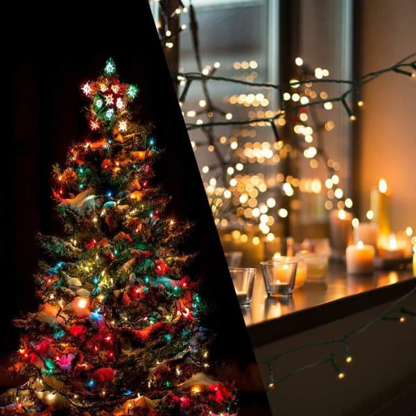 200 LED-julgransbelysning med flerfärgad blixteffekt, inomhus