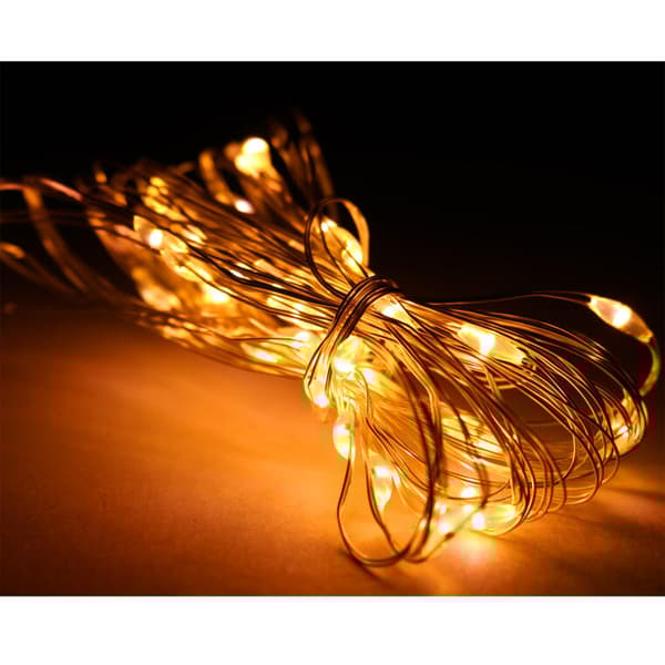 40 stycken LED-droppar julgransbelysning på vajer, varmvit, batteridriven