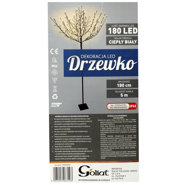 Koristeellinen LED-puu 180 cm - Joulusisustus Musta