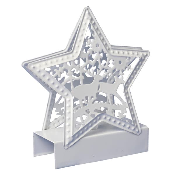 Farveskiftende metal LED Julestjerne, hvid, 13 cm, batteridrevet