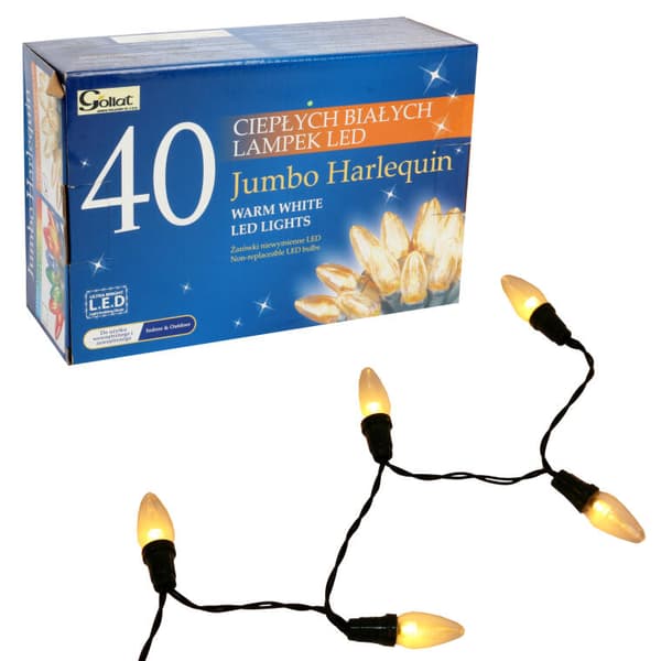 Energiaa säästävät JUMBO joulukuusen valot - 40 LED-kynttilää, lämmin valkoinen valo, 8,9 m, verkkovirta