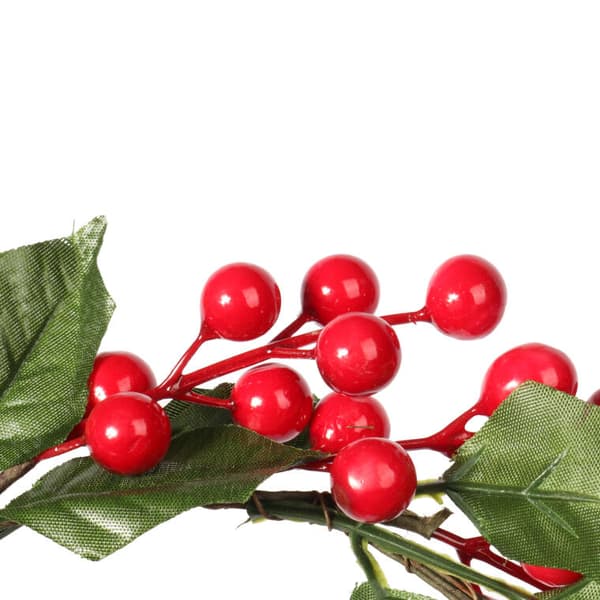 Juldekorationskrans med röda rönnbär och gröna blad, 20 cm