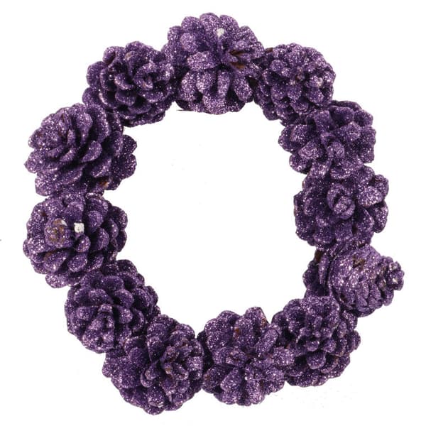 Dekorativ julkrans av lila glitterstrutar, 18 cm