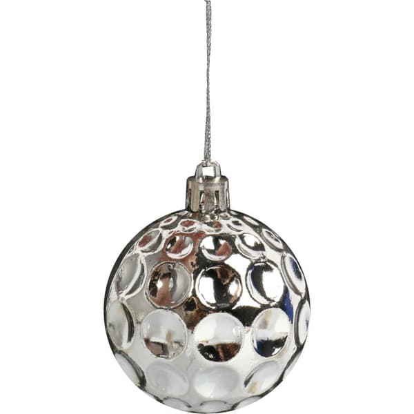 Set med 6 stycken silverplastkulor 6 cm för juldekorationer