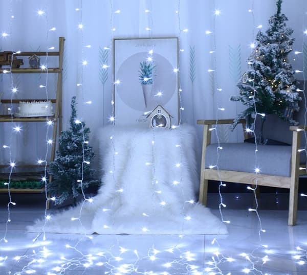 STORT LYSGARDIN 3X3m DENSITET LED-LYGTER TIL BRYLLUP KOLHVID 230V