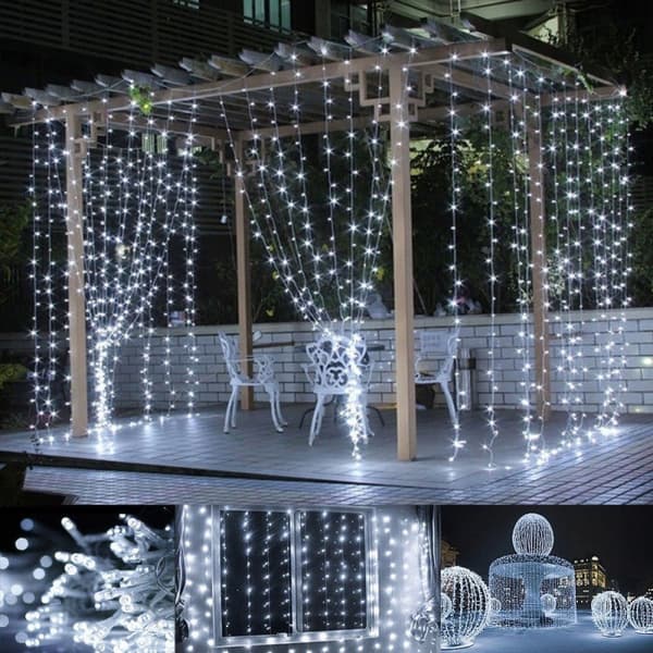 STORT LYSGARDIN 3X3m DENSITET LED-LYGTER TIL BRYLLUP KOLHVID 230V