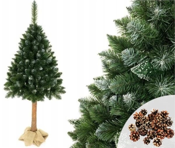180cm Realistisk Konstgjord Julgran med Snö & Glitter för Familjer