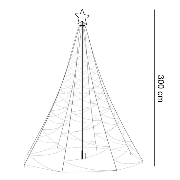 300cm LED-julgran med 500 lampor, 8 lägen, IP44 vattentät, för utomhusbruk