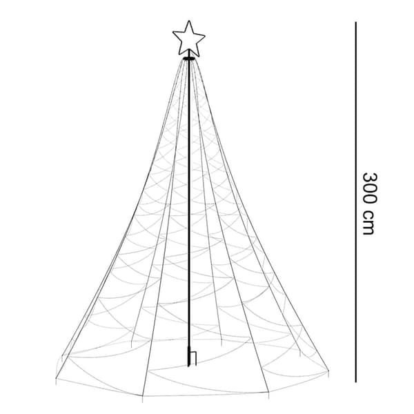 300cm Multifunktionel LED Juletræ med 500 lys, 8 tilstande, IP44 Vandtæt