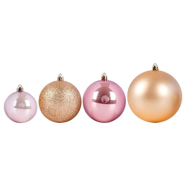 Okrossbara roséguld julgranskulor, set om 26, 6-10 cm