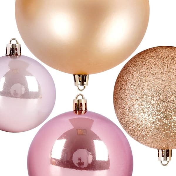 Okrossbara roséguld julgranskulor, set om 26, 6-10 cm