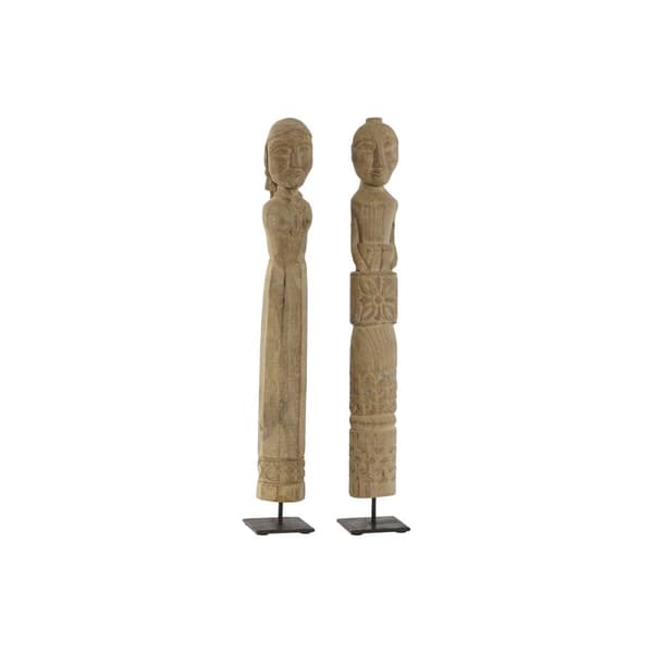 Dekorativ figur Home ESPRIT Natur 7,5 x 7,5 x 50 cm Statue (2 Dele)