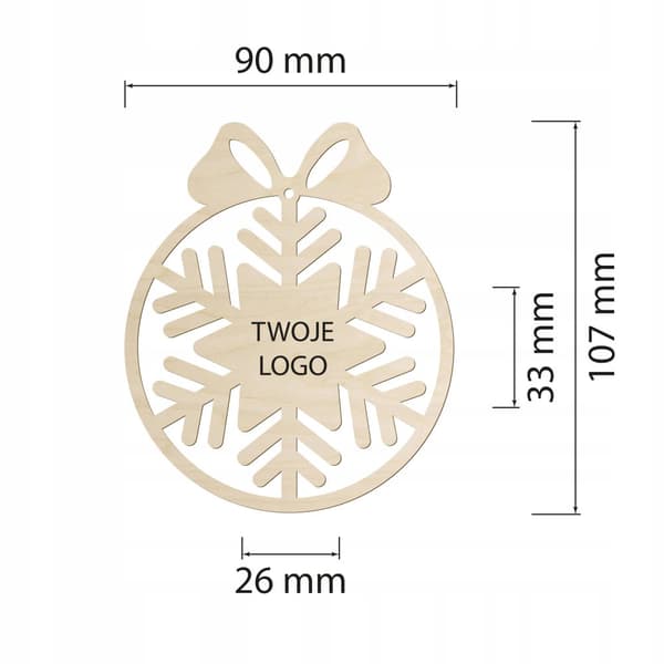 Firmakugle med dit eget logo juletræsvedhæng Snowflake