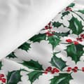 Pikkukuva 6 / 7: TORI Jouluinen vuodevaatteet setti 220x200 Eurofirany valkoinen vihreä kukkiva holly