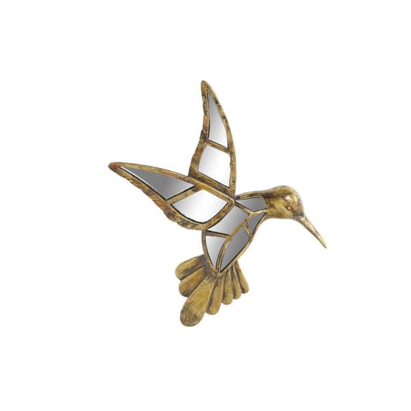 Vægdekoration DKD Home Decor Spejl Gylden Harpiks Ptica (27 x 3,5 x 36 cm)