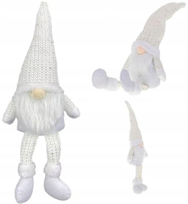Dvärg med skägg 45 cm julvit