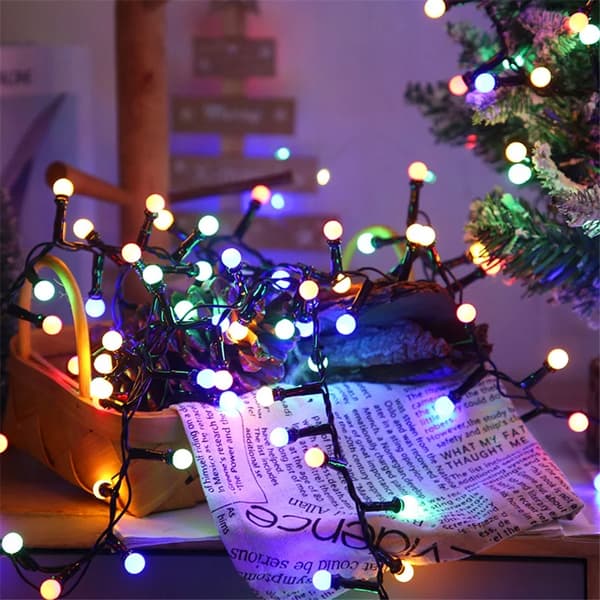 JULETRÆSLYSER UDENDØRS HAVE 250 LED 5M FARVERIGE DEKORATIVE KUGLER
