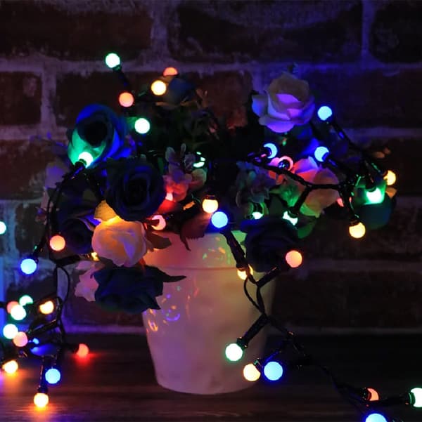 JULETRÆSLYSER UDENDØRS HAVE 250 LED 5M FARVERIGE DEKORATIVE KUGLER