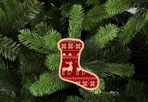 JULGRANSDEKORATIONER TRÄ D40 strumpa