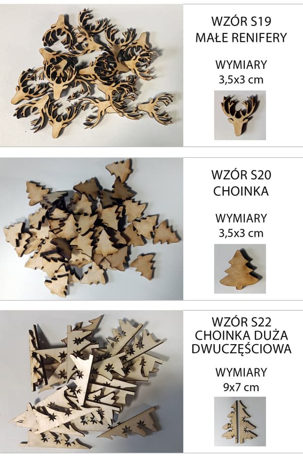 Trädekorationer OLIKA MÖNSTER Decoupageplywood 50 st.