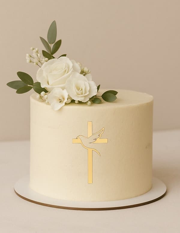 Kagetopper KORS med DUVE guld akryl 8 cm Nadver