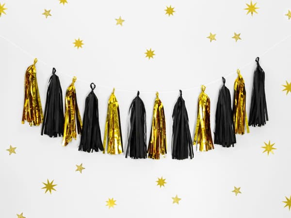 Girlangfransar guld svart