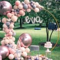 Miniatyrbillede 4 af 9: RAMME STAND CIRKELBUERING TIL BALLONER METAL GULD 2M BRYLLUPSVÆG