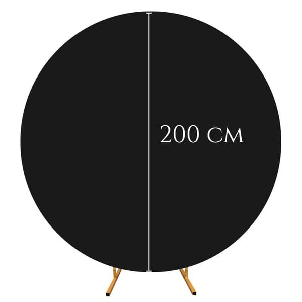 KAKSIPUOLINEN SUOJA PYÖREÄLLE PALLON KAARI -VALOKUVAUSEINÄLLE 200 CM MUSTA