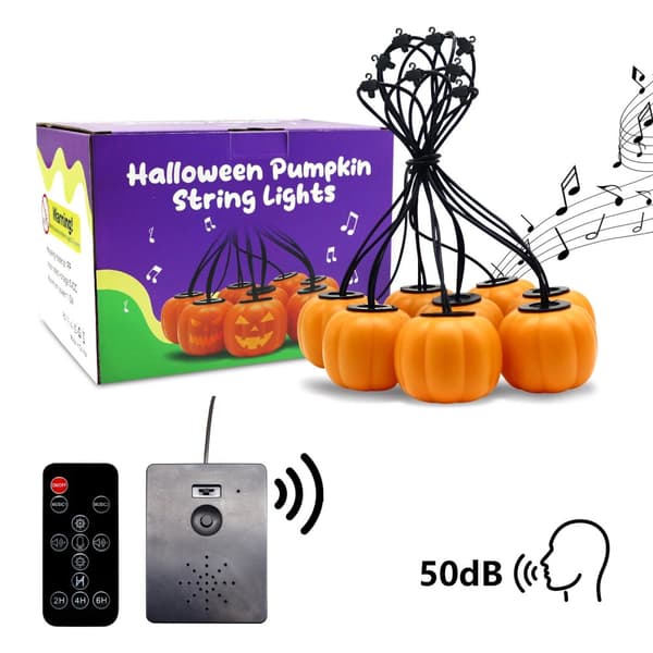 Halloween Pumpa Ljuslina, 4,5 m Längd, Dubbel Ljudläge,4,5 m