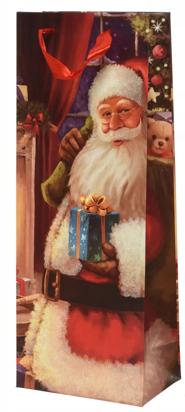 Julflaskpåse med jultomten 36x12 cm